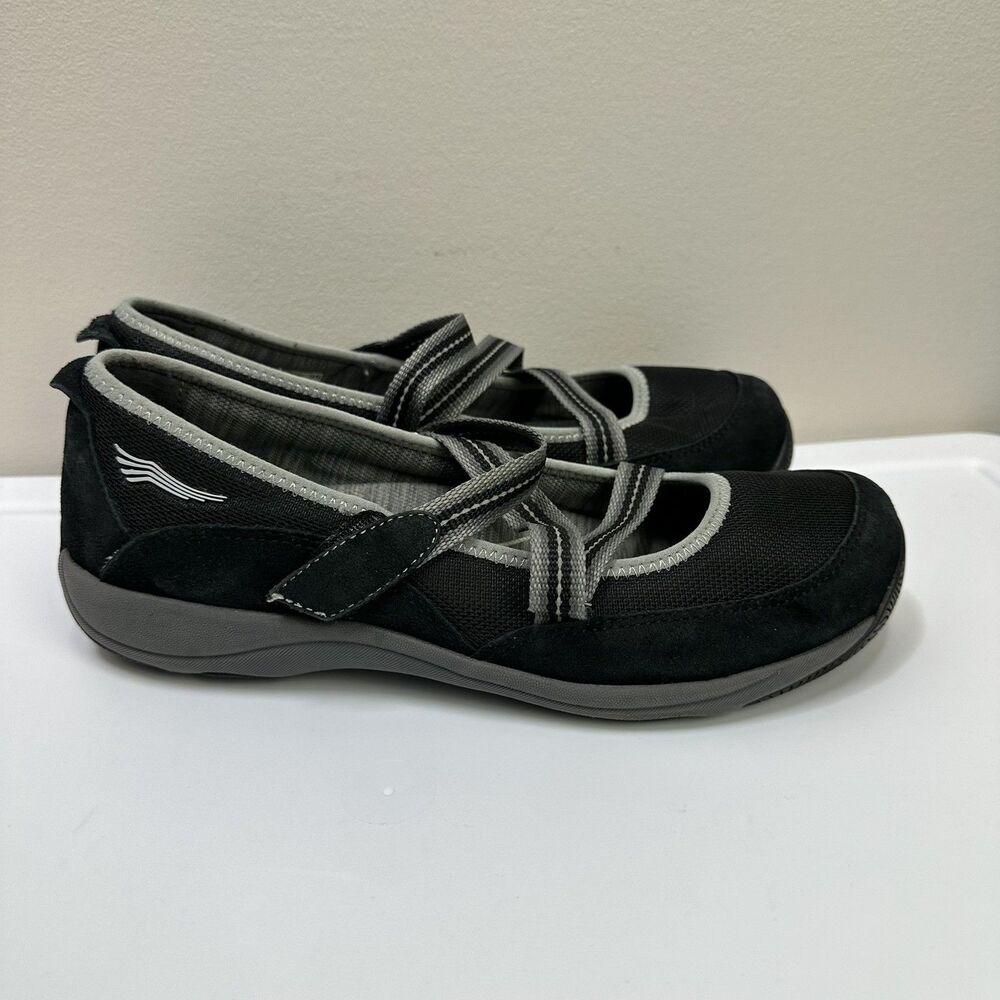 Dansko Hazel Mary Jane Shoe Womens Size 38 Black Suede Mesh Comfort Walking